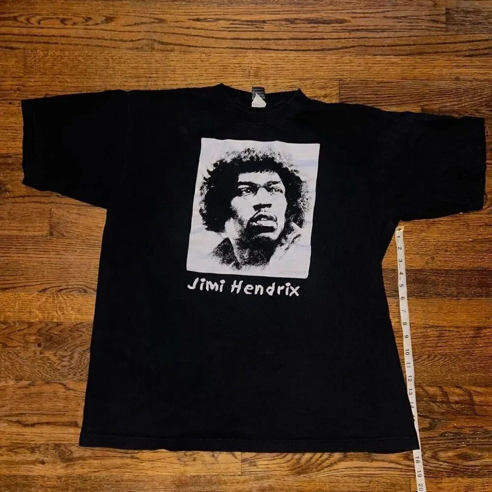 Jimi Hendrix T-Shirt Men Black Crew Neck Short Sleeve 100% Cotton Knit Rock